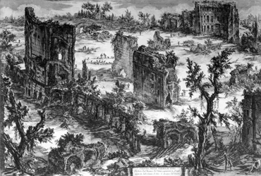Vue des thermes de Trajan, de la série 